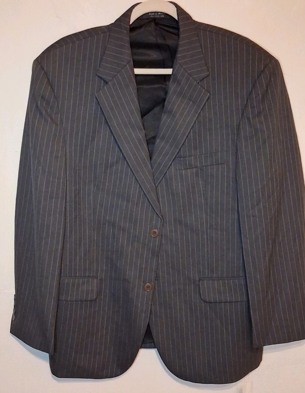 Gianfranco Ruffini Men's Gray Pinstripe Wool Silk Cashmere 2-Button 42S Blazer